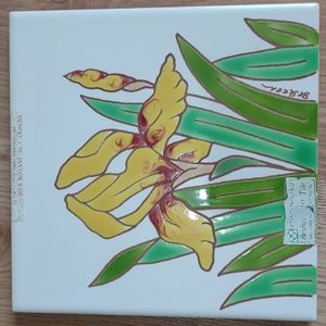 Vintage Flower Art Tile Wall Art 70s Boho Vibes Ceramic Retro Besheer Bohemian